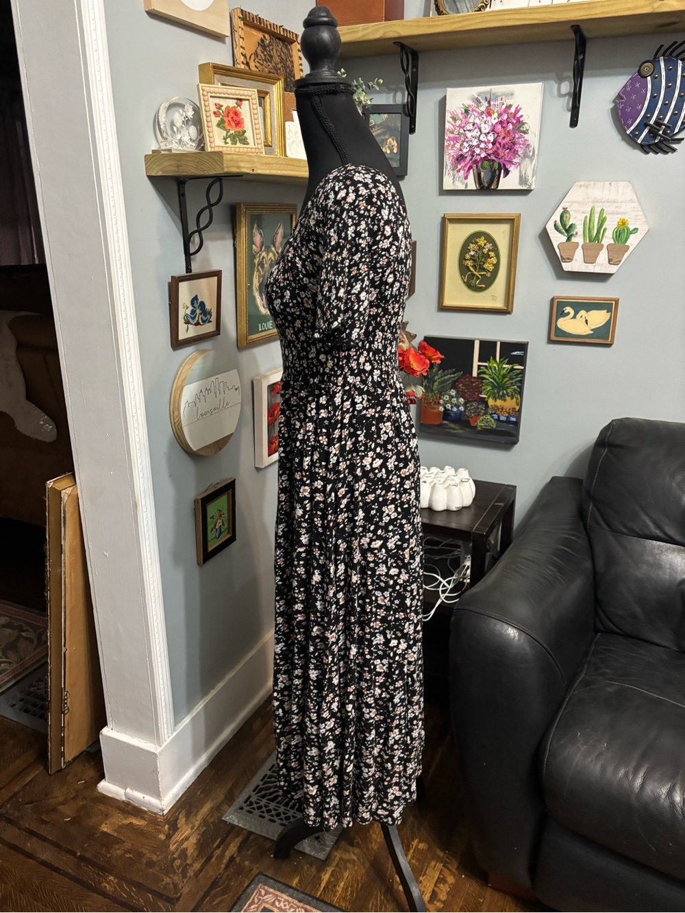 Natural Life Daisy tiered midi dress smocked floral size M boho - Picture 2 of 6